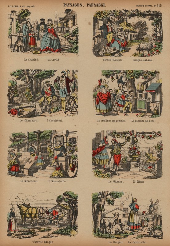 Countryside scenes (coloured engraving) بواسطة المدرسة الفرنسية
