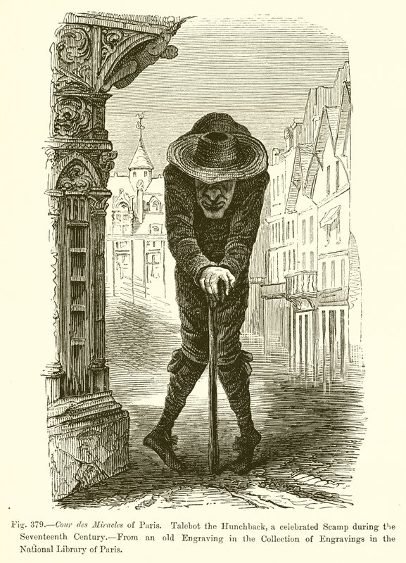 محكمة المعجزات في باريس. Talebot the Hunchback ، وهو مستوطن شهير خلال القرن السابع عشر بواسطة المدرسة الفرنسية
