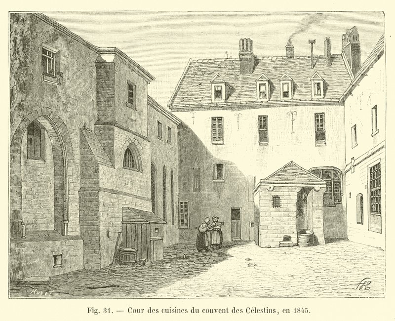 فناء مطابخ دير Celestins ، في عام 1845 بواسطة المدرسة الفرنسية