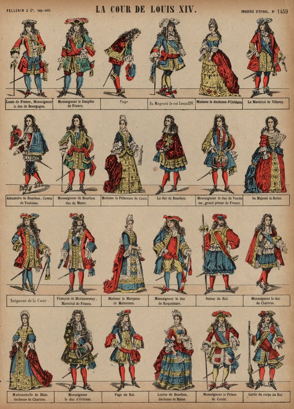 Court of King Louis XIV of France (coloured engraving) بواسطة المدرسة الفرنسية
