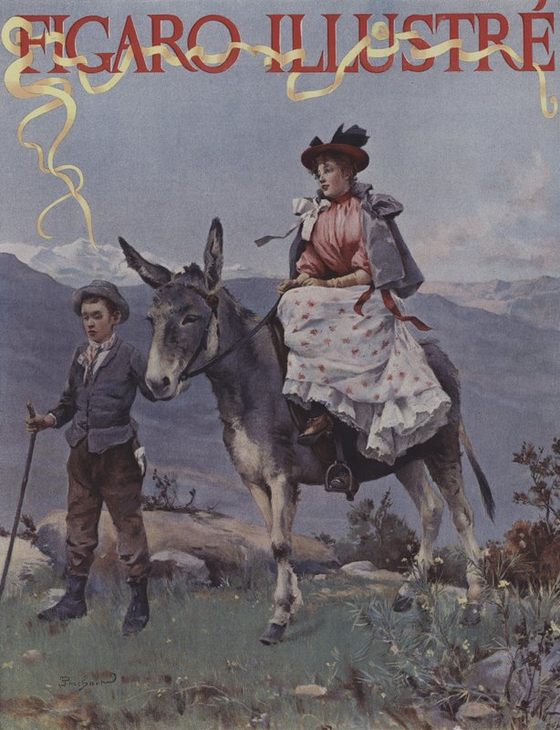 في الجبال. غلاف Le Figaro Illustre ، سبتمبر 1894 (لون ليثو) بواسطة المدرسة الفرنسية