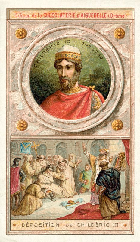 Deposition of Childeric III, 752 (chromolitho) بواسطة المدرسة الفرنسية