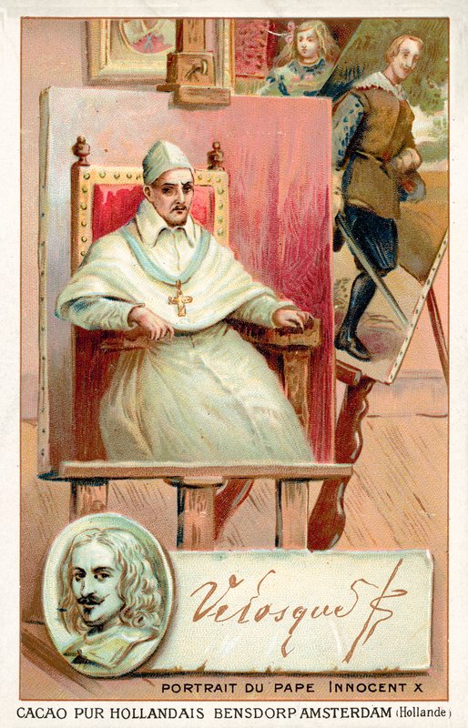 Diego Velasquez, Spanish painter, and portrait of Pope Innocent X (chromolitho) بواسطة المدرسة الفرنسية