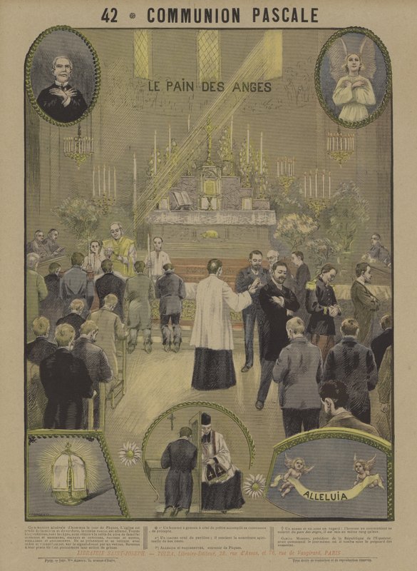 Easter Communion (colour litho) بواسطة المدرسة الفرنسية