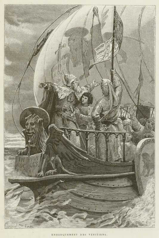 Embarkation Des Venitiens (نقش) بواسطة المدرسة الفرنسية