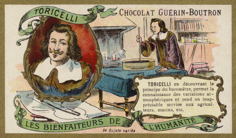 Evangelista Torricelli ، عالم فيزياء ورياضيات إيطالي (كروموليثو) بواسطة المدرسة الفرنسية