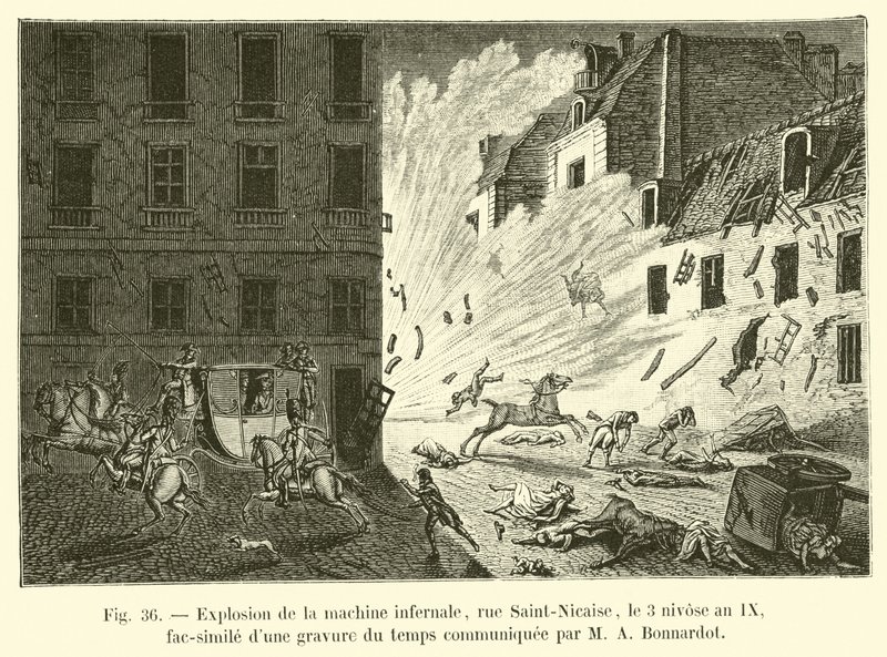 انفجار الآلة الجهنمية ، شارع Saint-Nicaise ، 3 سنوات nivose IX ، فاكس من نقش الوقت الذي أرسله MA Bonnardot بواسطة المدرسة الفرنسية