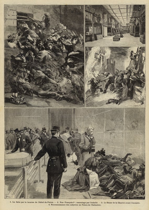 حريق في بازار دي لا تشاريت ، باريس ، 1897 بواسطة المدرسة الفرنسية