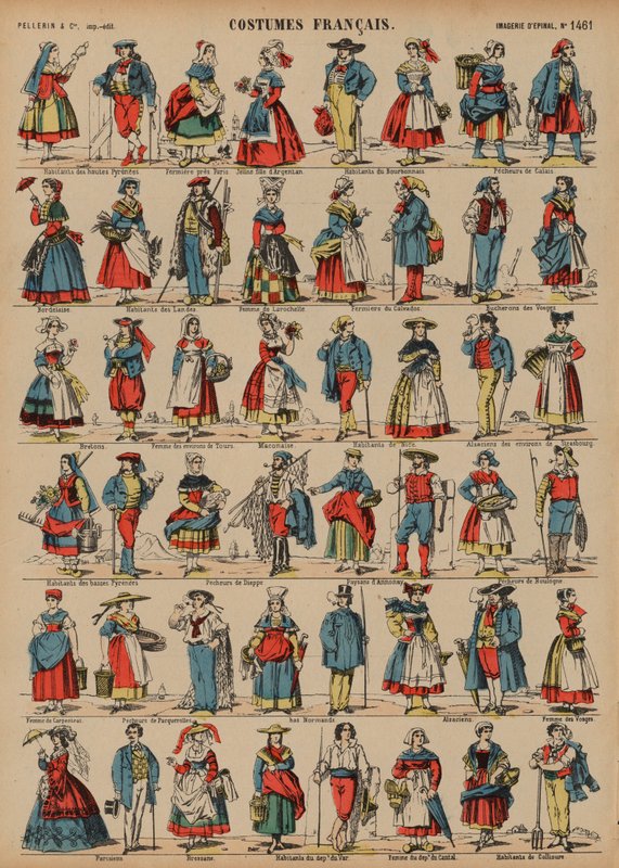 French costumes (coloured engraving) بواسطة المدرسة الفرنسية