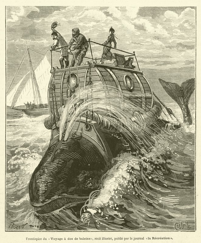 مقدمة من Voyage a dos de baleine ، قصة لامعة ، نشرتها صحيفة Recreation (نقش) بواسطة المدرسة الفرنسية