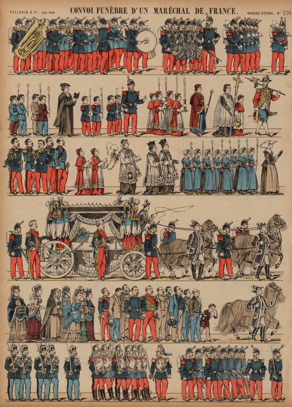 Funeral procession of a Marshal of France (coloured engraving) بواسطة المدرسة الفرنسية