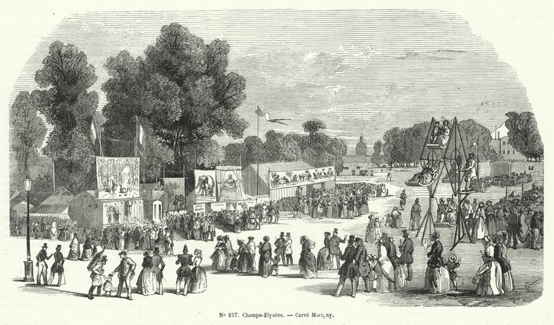 Funfair on the Carre Marigny ، الشانزليزيه ، باريس (نقش) بواسطة المدرسة الفرنسية