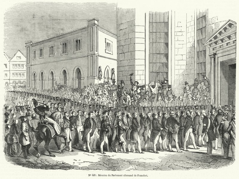Gathering of the German parliament in Frankfurt بواسطة المدرسة الفرنسية
