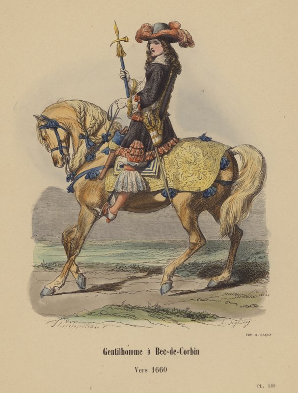 Gentilhomme a Bec-de-Corbin ، حوالي 1660 (نقش ملون) بواسطة المدرسة الفرنسية