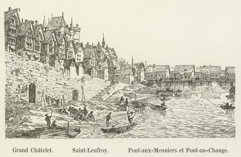 Grand Chatelet و Saint-Leufroy و Pont-aux-Meuniers و Pont-au-Change بواسطة المدرسة الفرنسية