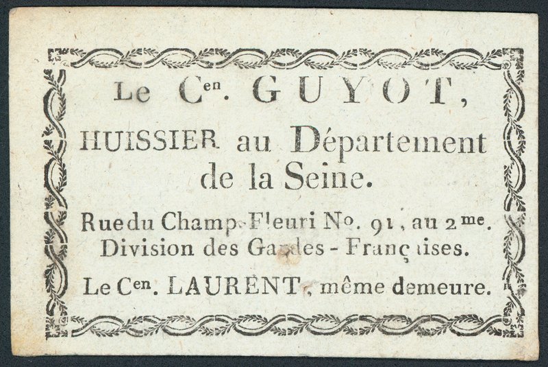 Guyot ، مأمور ، بطاقة تجارية بواسطة المدرسة الفرنسية