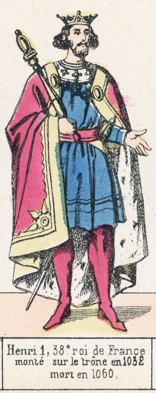 Henri 1, 38e roi de France, monte sur le trone en 1032, mort en 1060 (coloured engraving) بواسطة المدرسة الفرنسية