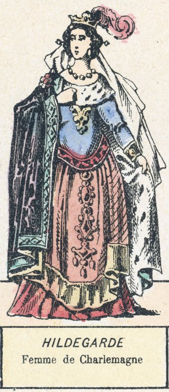 Hildegarde, Femme de Charlemagne (coloured engraving) بواسطة المدرسة الفرنسية