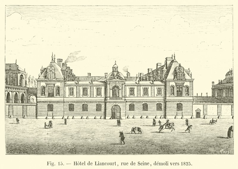 هدم فندق de Liancourt ، شارع de Seine ، حوالي عام 1825 بواسطة المدرسة الفرنسية