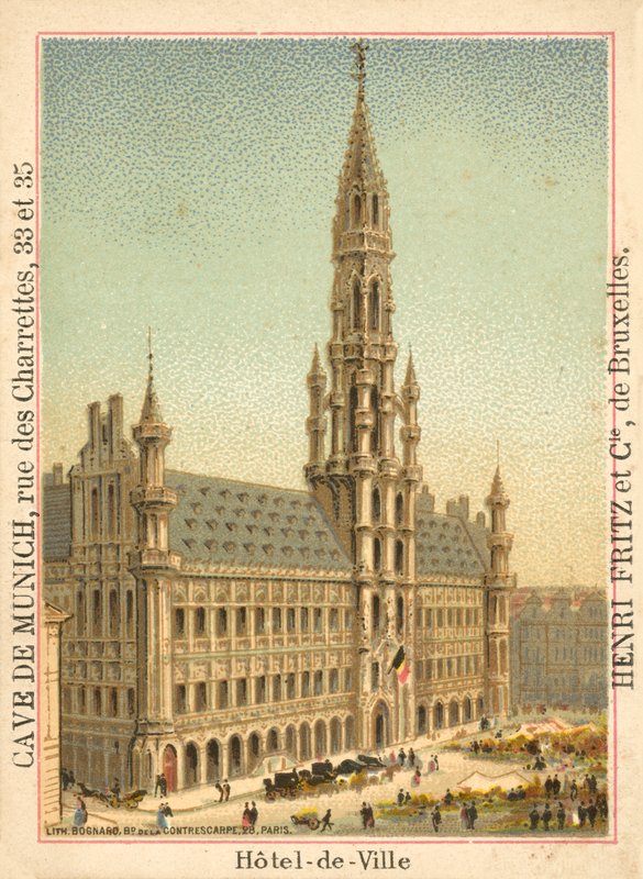 Hotel de Ville, Grand Place, Brussels (chromolitho) بواسطة المدرسة الفرنسية