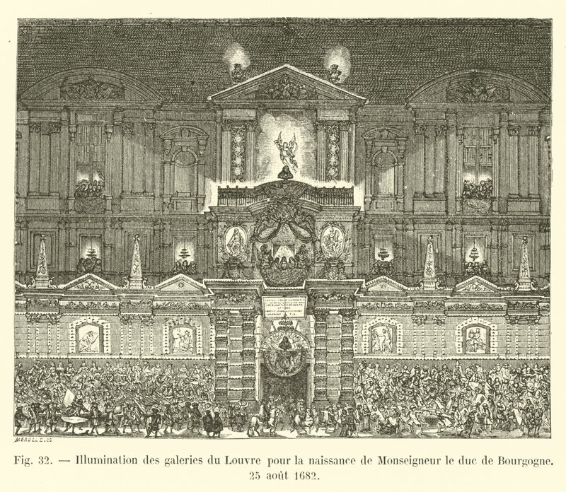 إضاءة صالات العرض في متحف اللوفر من أجل ولادة Monseigneur دوق بورغندي ، 25 أغسطس 1682 بواسطة المدرسة الفرنسية
