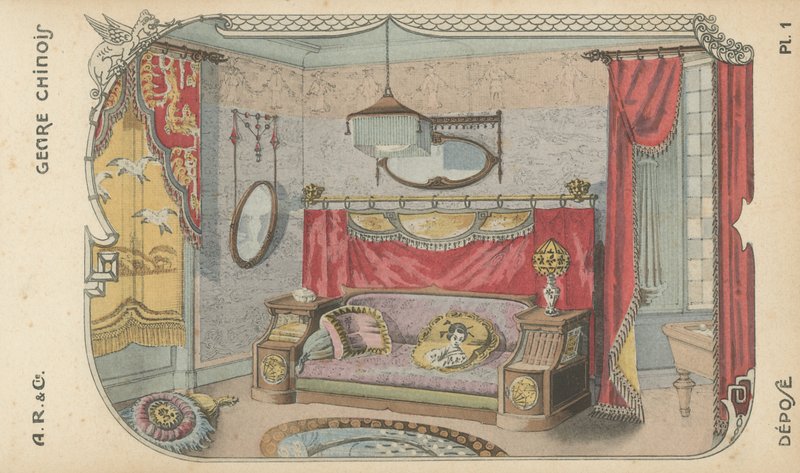 رسم توضيحي من كتالوج منتجات التصميم الداخلي من AR & Cie ، فرنسا بواسطة المدرسة الفرنسية