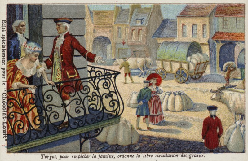 من أجل منع المجاعة ، أمرت آن روبرت جاك تورغو بالتوزيع المجاني للحبوب ، فرنسا ، c1770 بواسطة المدرسة الفرنسية