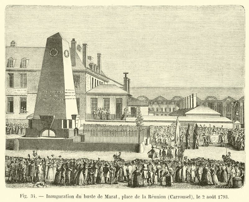 افتتاح تمثال نصفي لمارات ، مكان de la Reunion ، كاروسيل ، 2 أغسطس 1793 بواسطة المدرسة الفرنسية