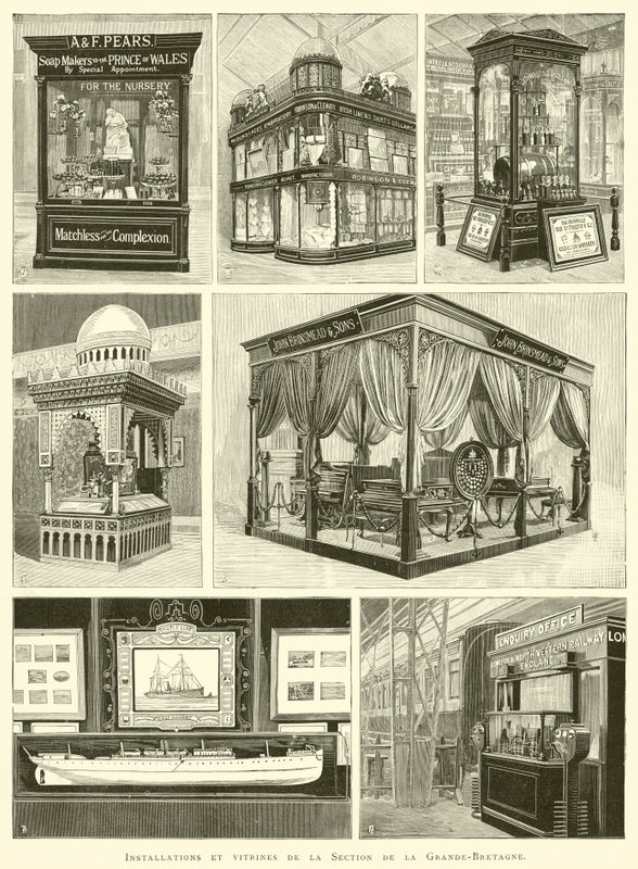 Installations et vitrines de la Section de la Grande-Bretagne (engraving) بواسطة المدرسة الفرنسية
