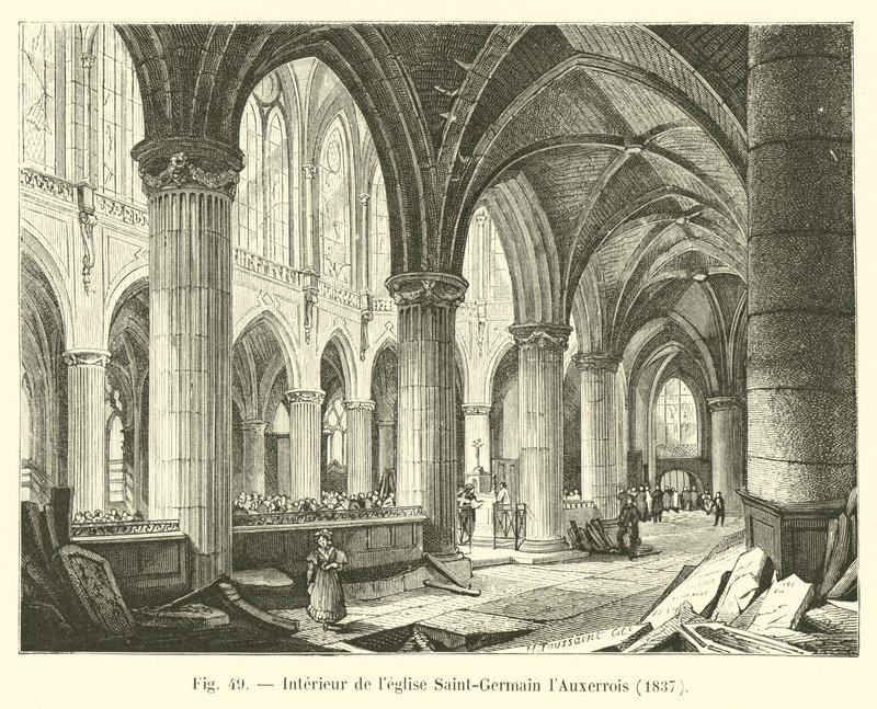 داخل كنيسة Saint-Germain lAuxerrois ، 1837 بواسطة المدرسة الفرنسية