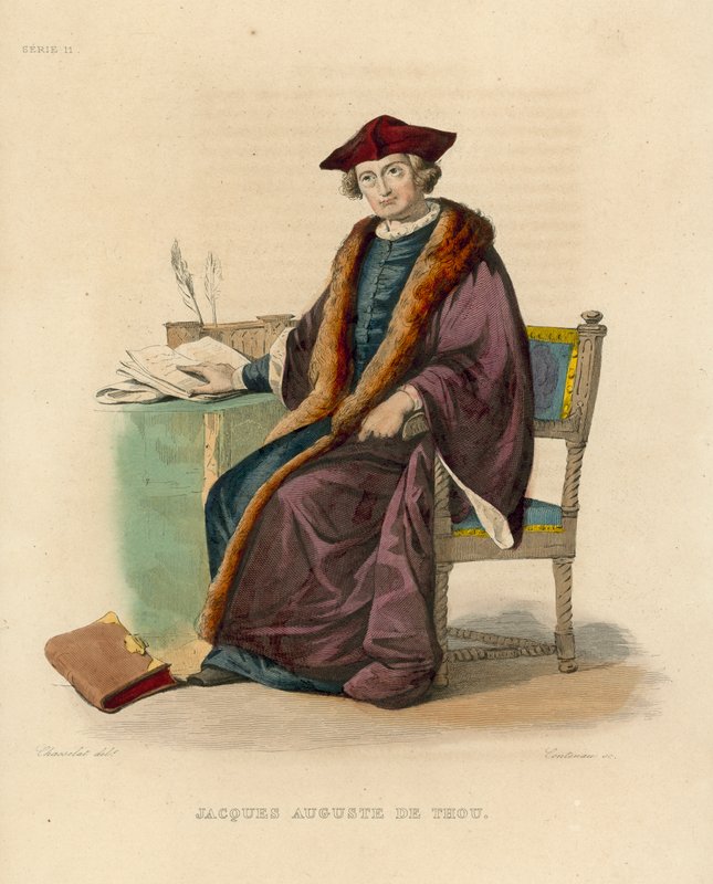 Jacques Auguste de Thou (coloured engraving) بواسطة المدرسة الفرنسية