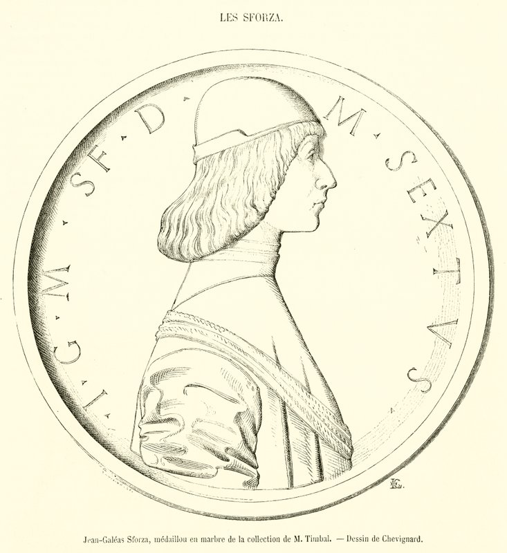 Jean-Galeas Sforza, medaillou en marbre de la collection de M Timbal (engraving) بواسطة المدرسة الفرنسية