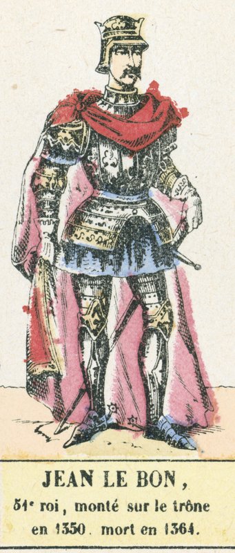 Jean le Bon, 51e roi, monte sur le trone en 1350, mort en 1364 (coloured engraving) بواسطة المدرسة الفرنسية