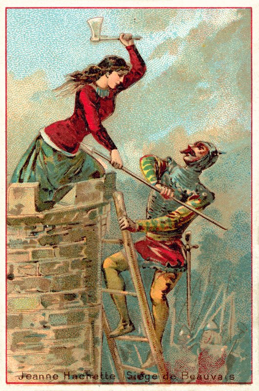 Jeanne Hachette at the Siege of Beauvais بواسطة المدرسة الفرنسية