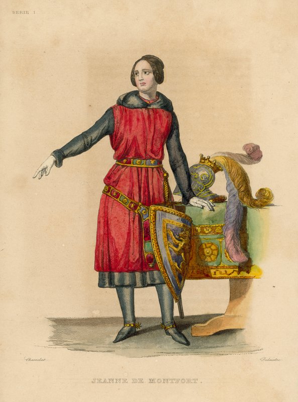 Jeanne de Montfort (coloured engraving) بواسطة المدرسة الفرنسية