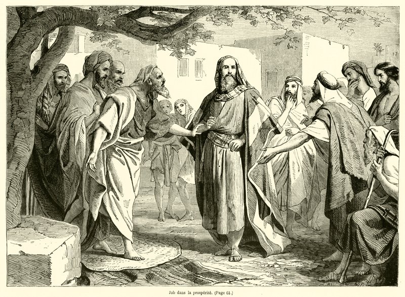 Job dans la prosperite (engraving) بواسطة المدرسة الفرنسية