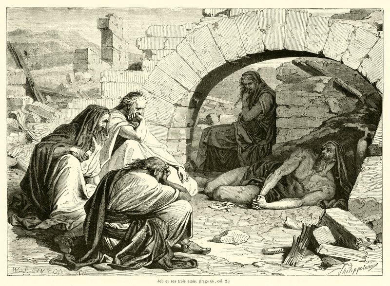 Job et ses trois amis (engraving) بواسطة المدرسة الفرنسية