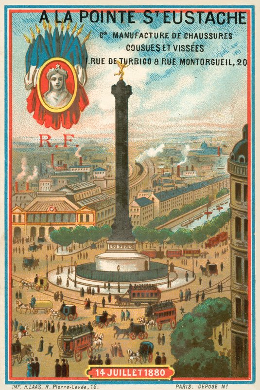 July Column commemorating the French Revolution of 1830, Paris (chromolitho) بواسطة المدرسة الفرنسية