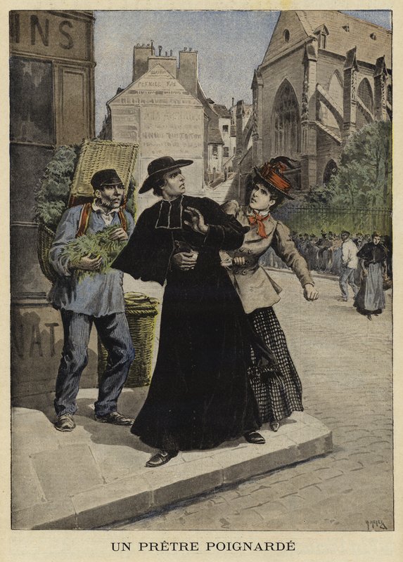هجوم سكين على كاهن ، فرنسا ، 1897 بواسطة المدرسة الفرنسية