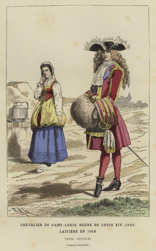فارس من وسام القديس لويس ، عهد لويس الرابع عشر ، 1693 ، و dairymaid ، 1680 بواسطة المدرسة الفرنسية
