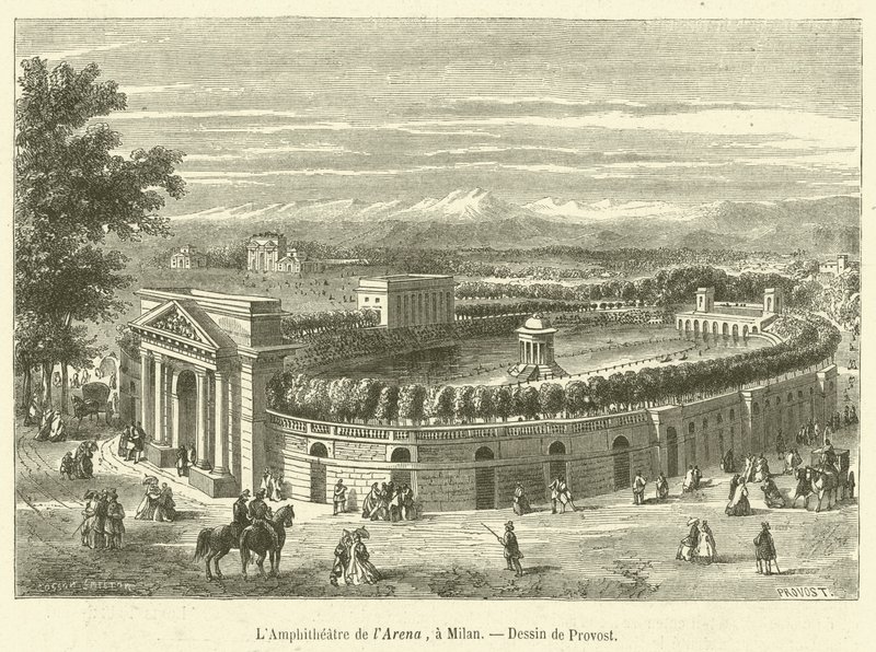 L'Amphitheatre de l'Arena ، ميلانو (نقش) بواسطة المدرسة الفرنسية