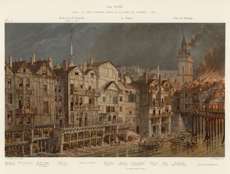لاسيتي ، بين Pont Notre-Dame و Pont au Change ، 1621 بواسطة المدرسة الفرنسية