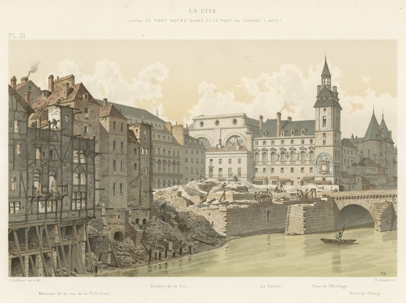 لا سيتي ، بين Pont Notre-Dame و Pont au Change ، 1800 بواسطة المدرسة الفرنسية