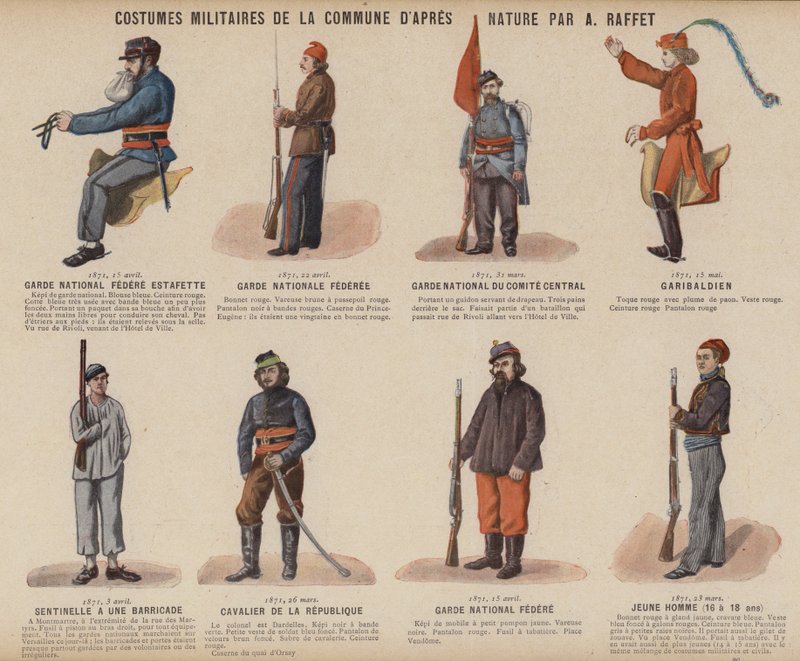 La Commune de Paris ، أزياء عسكرية De La Commune من A Raffet (لون ليثو) بواسطة المدرسة الفرنسية