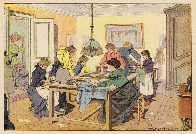 La Couturiere ، The Couturier (لون ليثو) بواسطة المدرسة الفرنسية