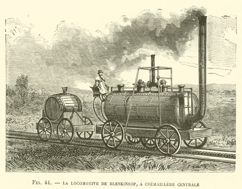La Locomotive de Blenkinsop ، Cremaillere Centrale (نقش) بواسطة المدرسة الفرنسية