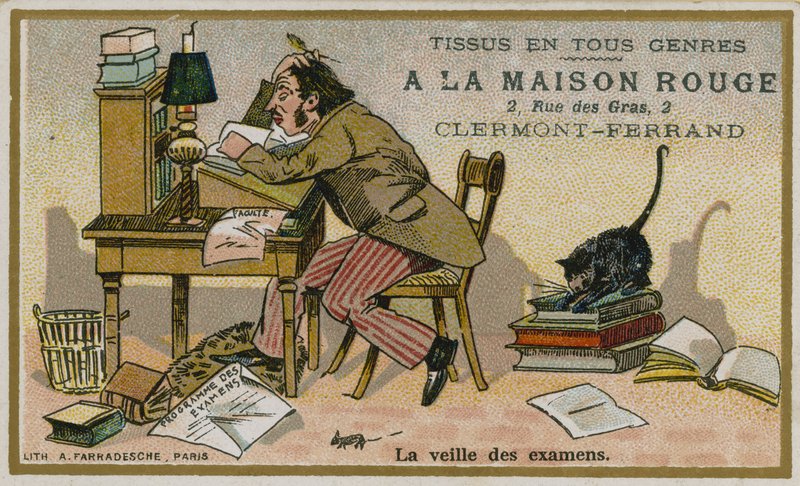 بطاقة La Maison Rouge التجارية عشية الامتحانات بواسطة المدرسة الفرنسية