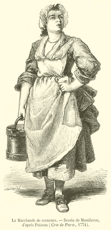 La Marchande de cerneaux (engraving) بواسطة المدرسة الفرنسية