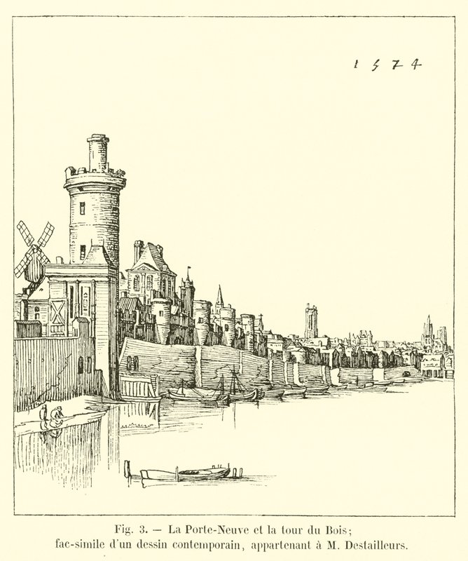 Porte-Neuve و Tour du Bois ؛ الفاكس من رسم معاصر ، ينتمي إلى M Destailleurs بواسطة المدرسة الفرنسية
