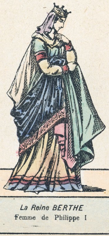 La Reine Berthe, Femme de Philippe I (coloured engraving) بواسطة المدرسة الفرنسية